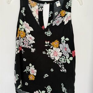 Old Navy Black Floral Sleeveless Top